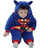 Baby Toddler Boys Superman Superhero Hooded Onesie with Mask Detail Fancy Dress Costume Outfit Age 9