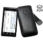Motorola Milestone - Leder Etui Tasche *Lasche mit Rueckzugfunktion* (Original SunCase) in der Farbe Schwarz