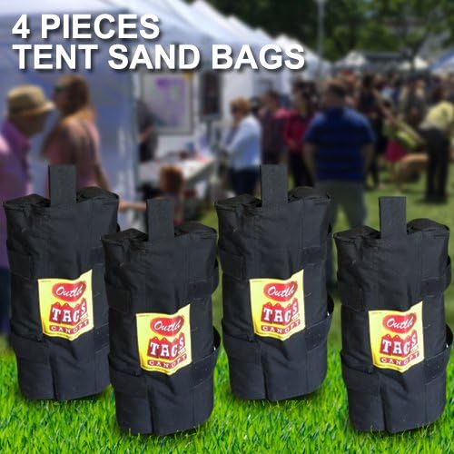 Outlet Tags - 4pc X Double Pocket 40lb PVC - Extra Strength Tent Weight Bags, Used for All Types of Tents - Commercial &amp; Residential Canopies