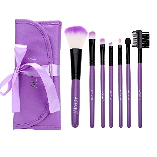 ACEVIVI Vivid 7 pcs Colorful Makeup Brush Set Five Multi-colors Travel Eyeshadow Portable Face Brush Set