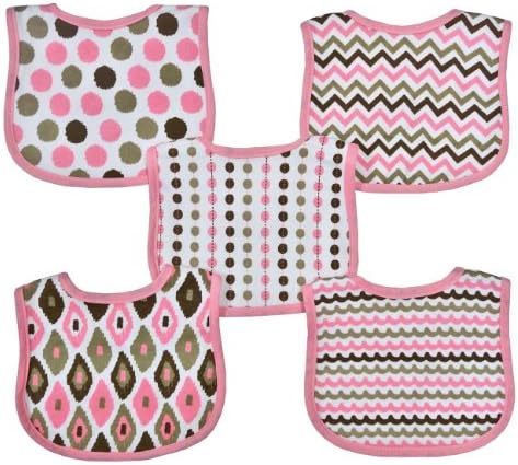 Neat Solutions 5 Pack Graphic Print Interlock Feeder Bib, Girl (Discontinued by Manufacturer)