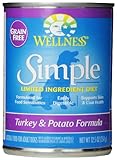 Wellness Simple Natural Limited Ingredient Wet Canned Dog Food, Turkey & Potato Recipe, 12.5-Ounce Can (Value Pack of 12)