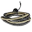 Goldtone and Black Beaded Wrap-around Bracelet