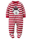 カーターズ ロンパース carter's 男の子用赤xグレーボーダー帽子クマさんフリース足つきカバーオール (6months(61-67cm)) [並行輸入品]