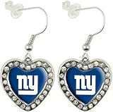 NFL New York Giants Crystal Heart Earrings with Team Logo