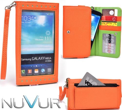 EXPOSE' Series: Orange Green Clutch Wallet Phone Holder May Fit Blu Studio 5.0 S D560 NuVur ™ |ESXLEXG1|