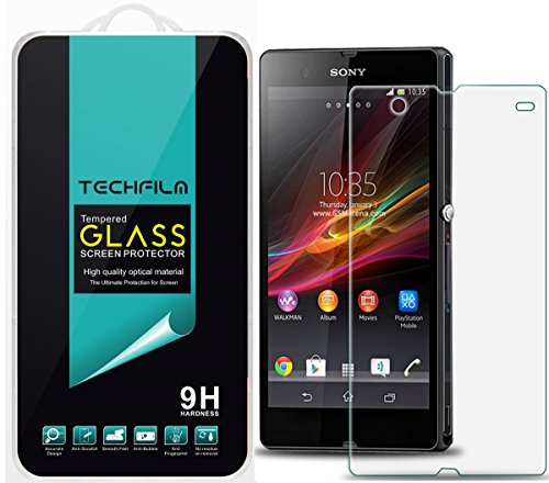 TechFilm®- Sony Xperia Z [Tempered Glass] Screen Protector, Premium Ballistic Glass Round Edge [0.3mm] Ultra-Clear Anti-Scratch, Anti-Fingerprint, Bubble Free, Maximum Screen Protection from Bumps, Drops, Scrapes, and Marks [1 Pack]- Retail Packaging