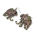 Quilted Indian Elephant with Crystal Antiqued Goldtone Hook Earrings