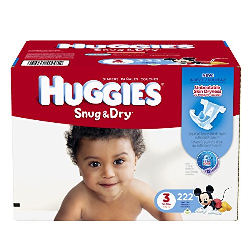Huggies Snug and Dry Diapers, Size 3, Economy Plus Pack, 222 Count