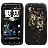 Black Silver Dragon Skull Rubber Coating Hard Case Faceplate for HTC Sensat ....