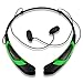 Rymemo Universal Wireless Bluetooth Headset Music Stereo Headphones with Microphone, Neckband Style - Green Black