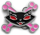 COOKIE PUSS Kitty Bones Belt Buckle Punk Tattoo Pink