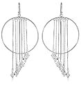 Silver E6038 Large Hoop with Crystal Chains