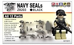 Navy Seals Gear Pack in Black (12 Pieces) - LEGO Compatible Minifigure Pieces