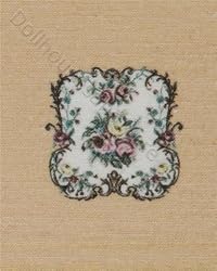 Miniature Tan Floral Needlework 2 Kit by Lindee's Little Linens