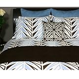 Sicily Abstract Arrow Duvet Cover Set - Blue/Brown, Queen