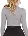 Allegrace Women Long Sleeve Sexy V Cut Stretch Bandage Leotard Bodysuit Jumpsuit S Gray