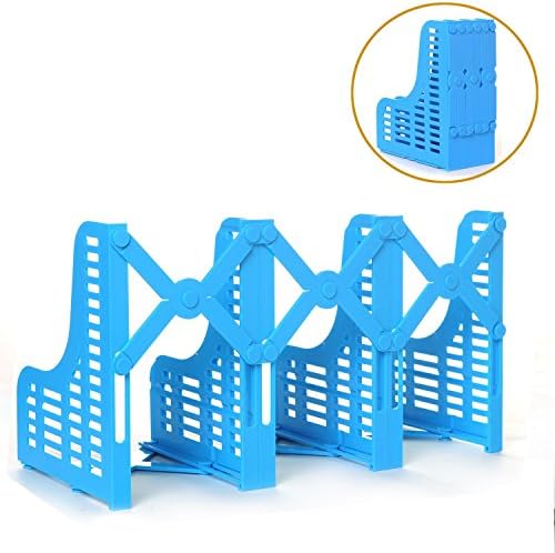 Iwuhooya Unique Telescopic Bookends, Space-saving File Organizer, Creative Design File Holder(Blue)