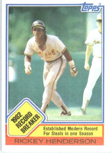 1983 Topps Baseball Card # 2 Rickey Henderson Oakland Athletics Shipped In A Protective Screwdown Display Case!