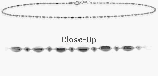 14 Karat White Gold 9 Inch Bead Style Anklet