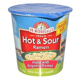 Dr. McDougall's Right Foods Vegan Hot & Sour Ramen, 1.9-Ounce Cups (Pack of 6)