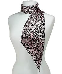 Pink Black Paisley Scarf Sash Oblong 7" x 58"