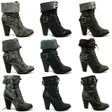 New Leather Style Military Army Heel Ankle Boots Sz 3-8