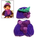 Sekiguchi 7.5" Tall Boy Monchhichi with Yellow Bib Plus Grape Costume