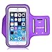 MoKo Phone Armband, Water Resistant Running Cell Phone Armband with Key Holder Adjustable Band Compitable with iPhone 11 Pro, X, Xs, 8, 7, 6, 6s, 5s, 5c, SE, 5, 4S,4 for Walking Fitness, Purple