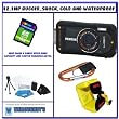 Pentax Optio W90 12.1 MP Waterproof Digital Camera with 5x Wide Angle Zoom and 2.7-Inch LCD (Black) + Water Splash Pack # 1