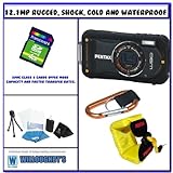 Pentax Optio W90 12.1 MP Waterproof Digital Camera with 5x Wide Angle Zoom and 2.7-Inch LCD (Black) + Water Splash Pack # 1