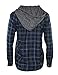 Ladies' Code Long Sleeve Flannel Plaid Button Down Shirt w/ Detachable Hoodie