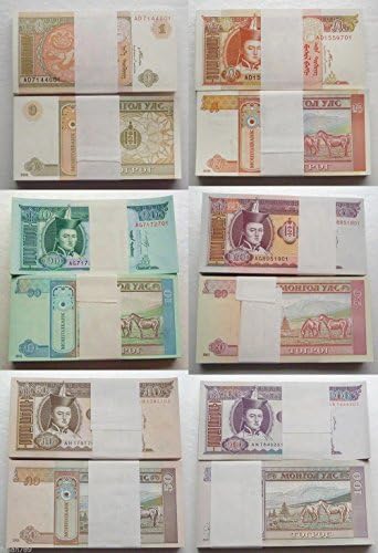 600 PIECE BANKNOTE SET MONGOLIAN UNCIRCULATED 1, 5, 10, 20, 50, 100 TUGRIK (6 BUNDLES IN 6 DIFFERENT DENOMINATIONS)