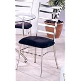 Contemporary Retro Silver Metal Dining Chair/Chairs with Black Microfiber Seating