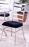Contemporary Retro Silver Metal Dining Chair/chairs With Black Microfiber Seating (set Of 2)