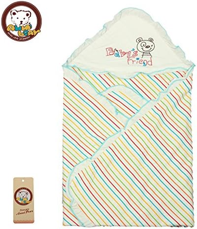Kosbon Exta Large Size (39.4*39.4") Newborn Baby 100% Cotton Swaddle Blanket , Colorful Rainbow Striped Double Infant Wrapsack Blanket , Nursery Swaddling Blankets , Best Gift for 0-6 Monthes (Blue)