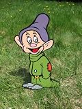 Lawn Art Figure Dopey From Snow White & The Seven Dwarfs Handcrafted & Painted With Great Detail Metal Stakes & Wall Mount Included