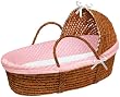 Badger Basket Co Honey Hooded Moses Basket - Pink Dot Bedding