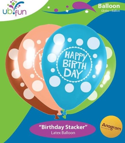 UB FUN A17890-10 BIRTHDAY STACKER LATEX BALLOON 20PCS