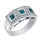 White and Blue Diamond Diamond Ring 7/10 Carat (ctw) in 14K White Gold