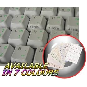 THAI KEYBOARD STICKERS WITH GREEN LETTERING ON TRANSPARENT BACKGROUND