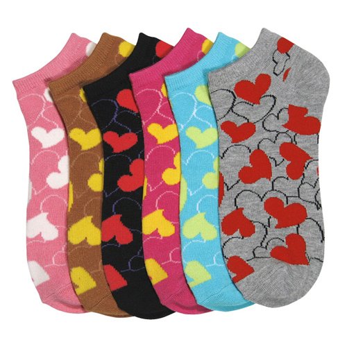 Lot Of 3 Pairs Womens Hearts Anklet Ped Socks (9-11)