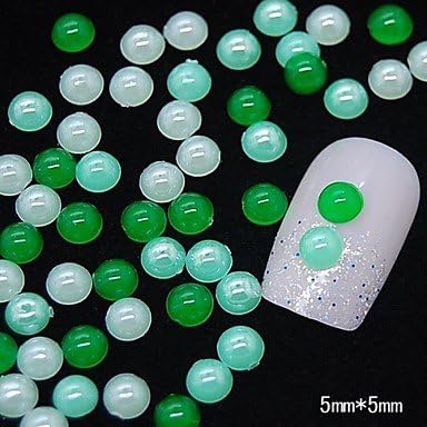 A-IIIT 100PCS 3D Round Resin Sticker Stone Jade Studs Nail Art Decoration