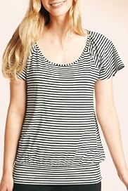 Short Sleeve Stripe Print Jersey Top [T43-8171-S]