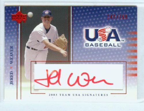 Jered Weaver Autograph 2003 Upper Deck USA Baseball Card #S-6 & #/750 / Los Angeles Angels