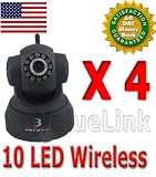 4x Db Power Wireless/wired Pan & Tilt Ip Camera Security Network Wifi Camera with Night Vision - Black Newest Model Free Extra Network Cable!!!