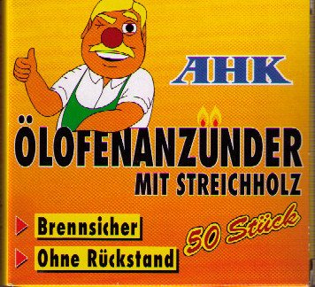 AHK Ölofenanzünder mit Streichholz 50 Stück - Brennsicher ohne Rückstand - Anzünder