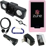 Combo Pack for the Microsoft Zune HD MP3 Player: Pink Rubberized Silicone Skin Case, Foldable Cube Speaker Dock, USB Data Sync Charging Cable, USB Car Charger, USB Wall Travel/Home Charger, 3.5mm Auxiliary Stereo Retractable Cable, Screen Protector, and Free Carabiner Key Chain Combo Pack for the Microsoft Zune HD MP3 Player: Pink Rubberized Silicone Skin Case, Foldable Cube Speaker Dock, USB Data Sync Charging Cable, USB Car Charger, USB Wall Travel/Home Charger, 3.5mm Auxiliary Stereo Retractable Cable, Screen Protector, and Free Carabiner Key Chain