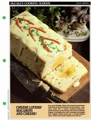 McCall's Cooking School Recipe Card: Eggs, Cheese 5 - Baked Macaroni-And-Cheese Loaf With Cheese Sauce (Replacement McCall's Recipage or Recipe Card For 3-Ring Binders)