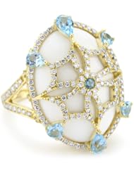 Katie Decker "Imperial" 18k Blue Topaz Over White Onyx Ring, Size 7